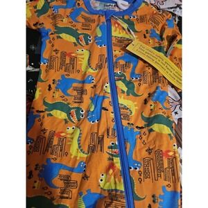 Bamboo Zippy Double Zipper Orange Dinosaur 6 To 9 Months